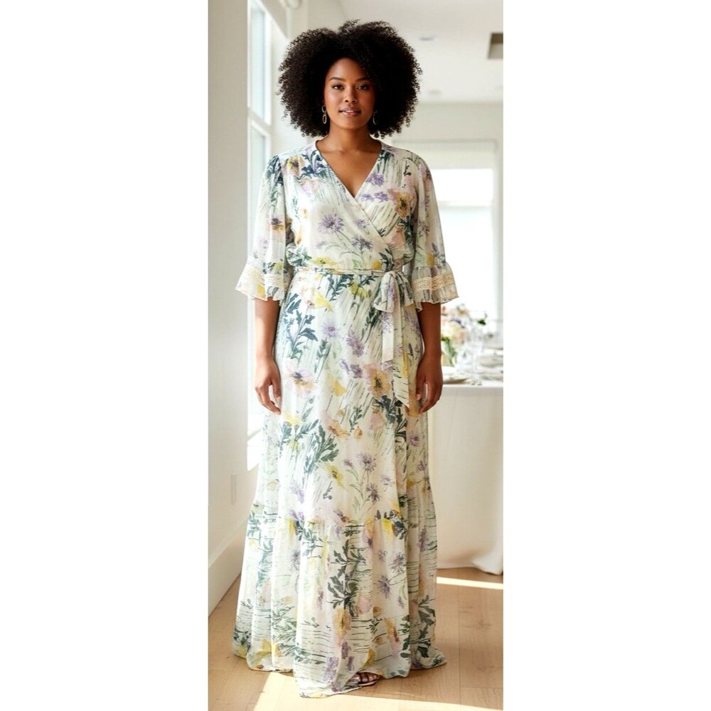 Hope & Ivy NWT womens flowy floral wrap maxi dress size 24 (US 20) coquette girl